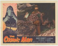 6b0454 COSMIC MAN LC #6 1959 c/u of the spooky alien John Carradine holding boy in front of cave!