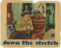 6b0463 DOWN THE STRETCH LC 1936 great close up of jockey Mickey Rooney with Willie Best, rare!