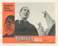 6b0466 DRACULA PRINCE OF DARKNESS LC #3 1966 great c/u of vampire Christopher Lee showing his fangs!
