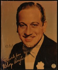 6b0071 MELVYN DOUGLAS jumbo LC 1930s great smiling portrait in tuxedo with facsimile signature!