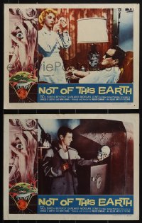 6b0652 NOT OF THIS EARTH 2 LCs 1957 Beverly Garland, Paul Birch, Roger Corman sci-fi, wild skull!