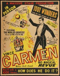 6b0049 VINCE CARMEN & HIS BIG MAGICAL REVUE 22x28 magic poster 1960s how does he do it, ultra rare!
