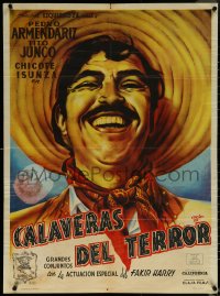 6b0216 LAS CALAVERAS DEL TERROR Mexican poster 1940s Cacime art of Pedro Armendariz, ultra rare!
