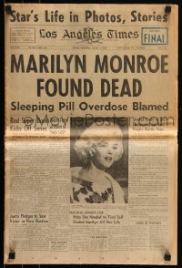 6b0072 MARILYN MONROE newspaper August 6, 1962 Los Angeles Times, the day after she died!