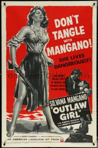 6b0945 OUTLAW GIRL 1sh 1955 full-length art of sexy Silvana Mangano, she lives dangerously!
