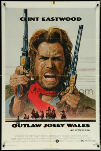 6b0946 OUTLAW JOSEY WALES NSS style 1sh 1976 Eastwood is an army of one, art by Roy Andersen!