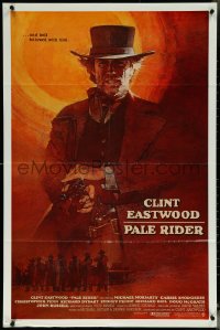 6b0949 PALE RIDER int'l 1sh 1985 iconic different art of cowboy Clint Eastwood by David Grove!
