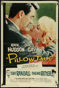 6b0958 PILLOW TALK 1sh 1959 bachelor Rock Hudson loves pretty career girl Doris Day, romantic art!