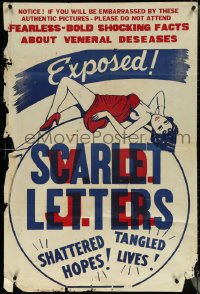 6b0083 SCARLET LETTERS 1sh 1940s bold and shocking facts about 'veneral deseases', ultra rare!
