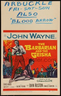 6b0141 BARBARIAN & THE GEISHA WC 1958 John Huston, art of John Wayne with torch & Eiko Ando, rare!