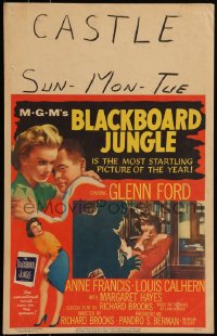 6b0148 BLACKBOARD JUNGLE WC 1955 Richard Brooks classic, Glenn Ford, art of Margaret Hayes attacked!
