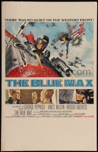 6b0150 BLUE MAX WC 1966 great Frank McCarthy art of WWI fighter pilot George Peppard in airplane!