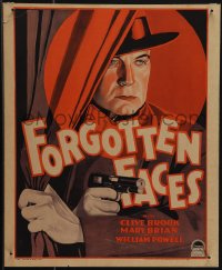 6b0163 FORGOTTEN FACES WC 1928 cool artwork of Clive Brook with gun behind curtain, ultra rare!