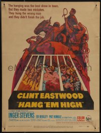 6b0168 HANG 'EM HIGH WC 1968 Clint Eastwood, they hung the wrong man, cool art by Sandy Kossin!