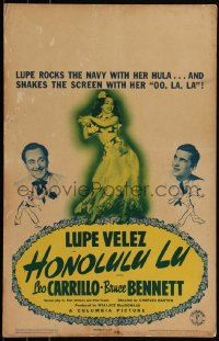 6b0170 HONOLULU LU WC 1941 sexy hula dancer Lupe Velez between Leo Carrillo & Bruce Bennett, rare!