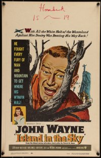 6b0173 ISLAND IN THE SKY WC 1953 William Wellman, close up art of big John Wayne in tree!