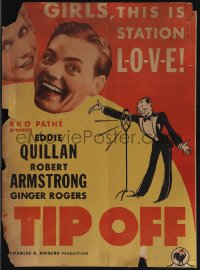 6b0198 TIP OFF WC 1931 pretty Ginger Rogers & Eddie Quillan, girls, this is station L-O-V-E, rare!