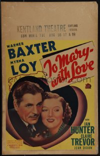 6b0200 TO MARY - WITH LOVE WC 1936 great image of pretty Myrna Loy & Warner Baxter in hearts!