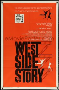 6b1079 WEST SIDE STORY 1sh R1963 Academy Award winning classic musical, great Joseph Caroff art!