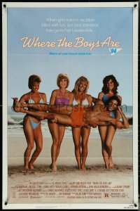 6b1080 WHERE THE BOYS ARE 1sh 1984 great image of sexy girls in bikinis holding up man!