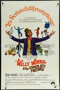 6b1084 WILLY WONKA & THE CHOCOLATE FACTORY 1sh 1971 Gene Wilder, it's scrumdidilyumptious!