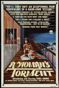 6b1086 WOMAN'S TORMENT 1sh 1977 lesbian sex horror thriller, art of nearly nude Tara Chung!
