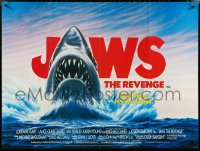 6c0058 JAWS: THE REVENGE British quad 1987 great artwork of shark attacking ship, this time it's personal!