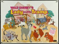 6c0062 LADY & THE TRAMP British quad R1980s Walt Disney, romantic artwork from canine dog classic!