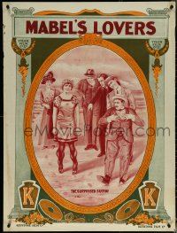 6c0068 MABEL'S LOVERS vertical British quad 1912 young Mabel Normand tests many suitors, ultra rare!