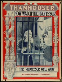 6c0080 NOW WATCH THE PROFESSOR vertical British quad 1912 art of him smuggling jewels, ultra rare!