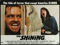 6c0096 SHINING British quad 1980 King & Kubrick horror, Jack Nicholson & scared Shelley Duvall!