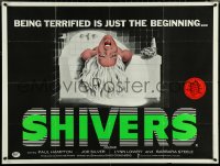 6c0110 THEY CAME FROM WITHIN British quad 1976 David Cronenberg's Shivers, terrified girl in bath!