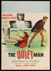 6c0172 QUIET MAN Dutch 1953 great art of John Wayne dragging Maureen O'Hara, John Ford!