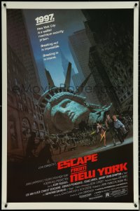 6c0728 ESCAPE FROM NEW YORK studio style 1sh 1981 Carpenter, Jackson art of decapitated Lady Liberty!