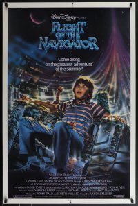 6c0739 FLIGHT OF THE NAVIGATOR 1sh 1986 Disney sci-fi, Jeff Wack artwork of Joey Cramer in spaceship!