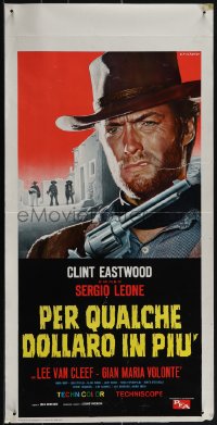 6c0155 FOR A FEW DOLLARS MORE Italian locandina 1964 best Clint Eastwood, Fiorenzi art, 1st release!