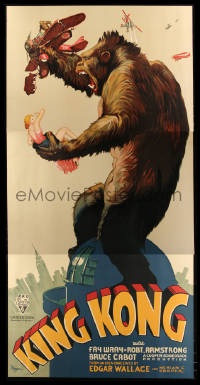 6c0007 KING KONG S2 poster 1997 classic art of the ape on Empire State Building from 1933 3-sheet!