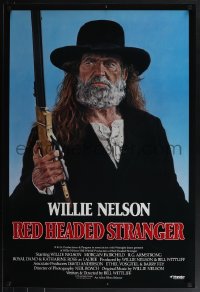6c0887 RED-HEADED STRANGER 1sh 1986 great close up art of Willie Nelson with rifle by Tanenbaum!