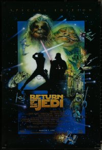 6c0892 RETURN OF THE JEDI style D advance 1sh R1997 George Lucas classic, cool montage art by Drew Struzan!
