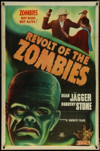 6c0898 REVOLT OF THE ZOMBIES 1sh R1947 cool artwork, they're not dead and they're not alive!