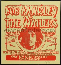 6c0240 BOB MARLEY signed 16x17 music poster 1976 by Randy Tuten, Oakland, Wailers, ultra rare!