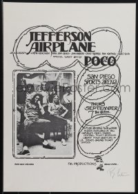 6c0262 JEFFERSON AIRPLANE/POCO signed 14x20 music poster 1972 by Randy Tuten, ultra rare!