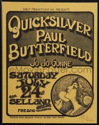 6c0276 QUICKSILVER/PAUL BUTTERFIELD/JO JO GUNNE signed 11x14 music poster 1970 by Randy Tuten, rare!