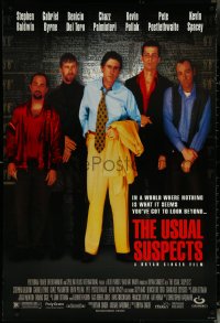 6c0981 USUAL SUSPECTS DS 1sh 1995 Kevin Spacey covering watch, Baldwin, Byrne, Palminteri, Singer!