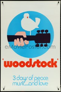 6c0999 WOODSTOCK teaser 1sh 1970 classic rock & roll concert, great Arnold Skolnick artwork!