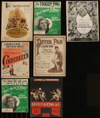6d0200 LOT OF 6 ENGLISH SHEET MUSIC & 1 SONG FOLIO 1920s-1950s Snow White, Cinderella, Peter Pan