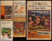 6d0070 LOT OF 5 MOSTLY UNFOLDED HORROR/SCI-FI WINDOW CARDS 1950s-1960s great movie images!