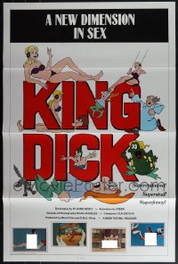 6d0893 LOT OF 14 FORMERLY TRI-FOLDED KING DICK ONE-SHEETS 1973 a new dimension in sex!