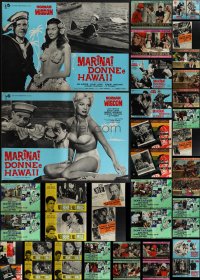 6d0589 LOT OF 48 FORMERLY FOLDED ITALIAN 19X27 PHOTOBUSTAS 1960s a variety of cool movie scenes!