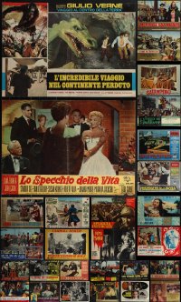 6d0606 LOT OF 32 FORMERLY FOLDED HORIZONTAL ITALIAN 19X27 PHOTOBUSTAS 1960s-1970s cool scenes!